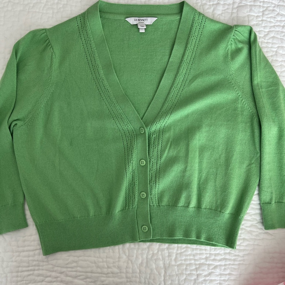 LK Bennett Green Crop Cardigan
